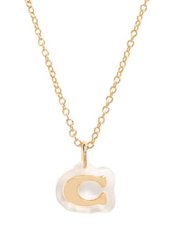 Coach Jewelry - COACH NY GOLD TONE SIGNATURE “C” LUCITE PENDANT NECKLACE 16”+2”